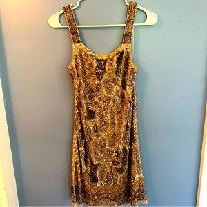 Shiny sparkly gold bronze sequin embellished party dress ✨🎇